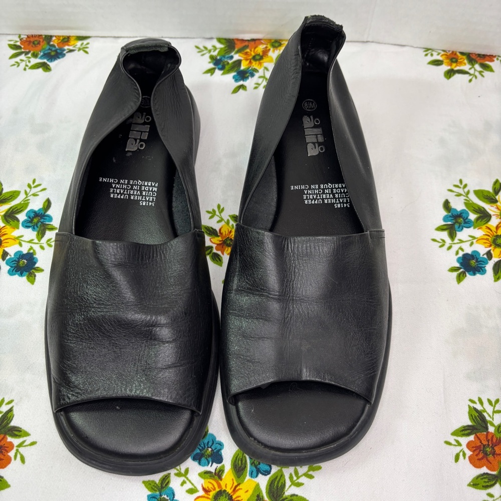 Alia Women’s 8.5M Black Leather Slip-On Shoes Soft Summer Sandals